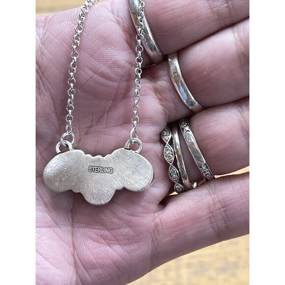 Wild horse Jasper Cluster Bar Pendant Sterling Silver 925 Necklace Southwestern - Picture 4 of 6